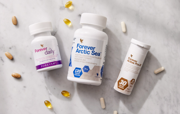Forever Key 3 giver dig vitaminer, omega-3 og nøje udvalgte mælkesyrebakterier. Enkelt, nemt. 
