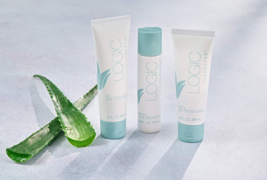 LOGIC by Forever – tre trin til effektiv hudpleje. Gelbaseret formel med Aloe vera, perfekt til kombineret hud.