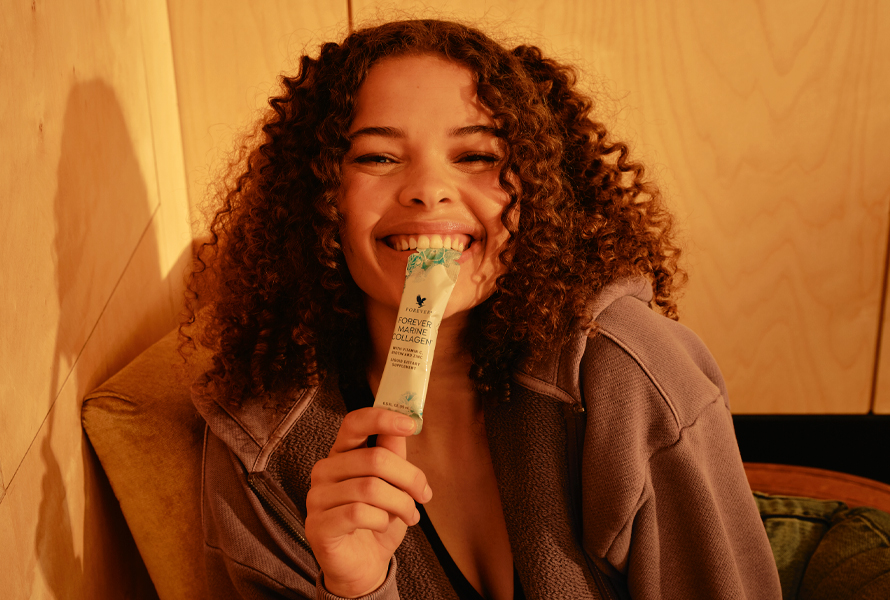 Forever Marine Collagen, hudpleje, der booster kroppen med kollagen, vitaminer og mineraler indefra. 